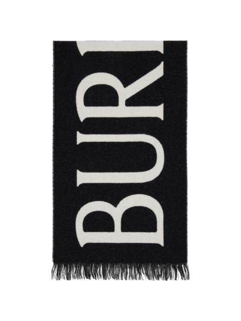 Burberry Black & Off-White Logo Wool Scarf
