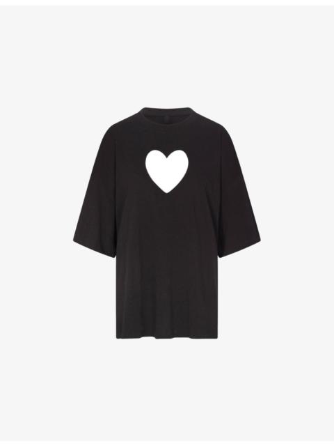 SKIMS Worn-In Oversized Heart Cotton-Jersey T-Shirt
