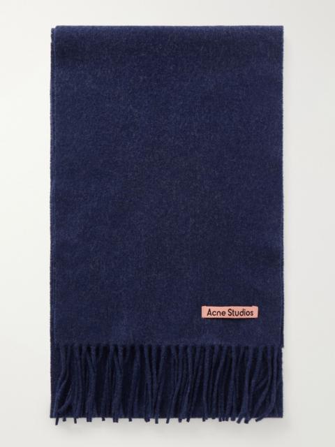 Acne Studios Fringed wool scarf Navy