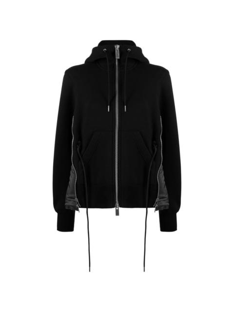 panelled cotton-blend hoodie