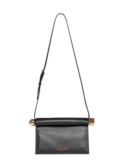JACQUEMUS Black Rond Carré clutch with shoulder strap