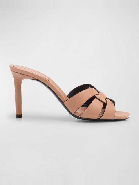 SAINT LAURENT Babylone Cassandre 90 leather mules | REVERSIBLE