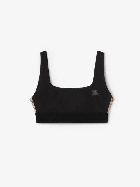 Burberry Check Trim Stretch Nylon Bra Top