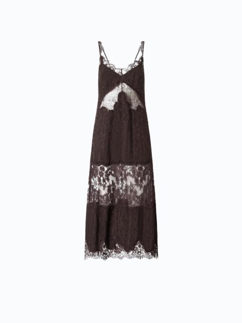 PINKO MIDI SLIP DRESS WITH LACE BANDS