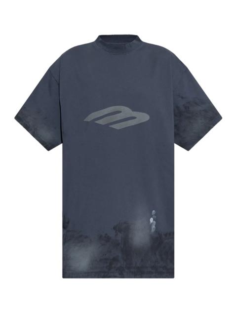 BALENCIAGA 3B Stencil Vintage T-Shirt "Dark Navy" 787349 TQVU4 4042