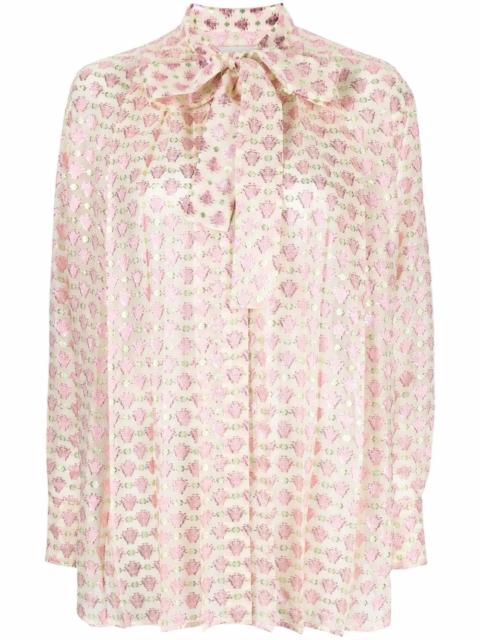 Golden Goose pussy-bow collar jacquard blouse