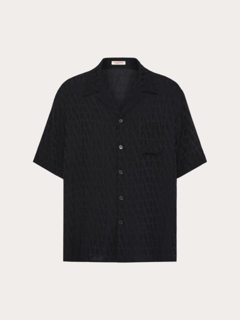 Valentino SILK BOWLING SHIRT WITH TOILE ICONOGRAPHE PATTERN
