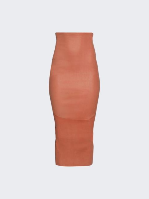 Rick Owens Calf Dirt Pillar Skirt Coral