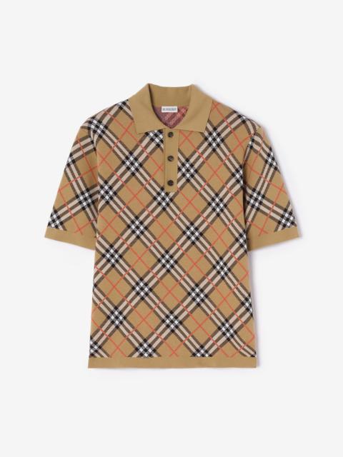 Burberry Check Cotton Blend Polo Shirt