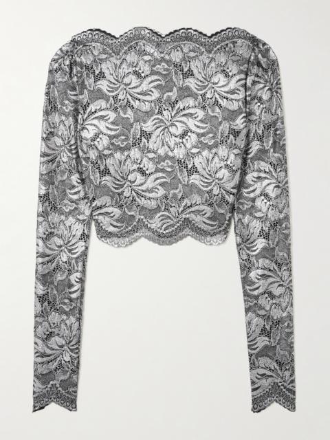 rabanne Cropped Scalloped Stretch-lace Top