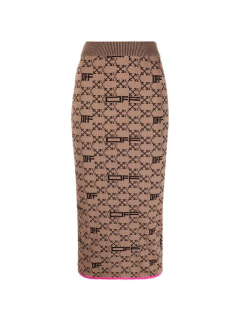 Off-White intarsia-knit Arrows-logo pencil skirt
