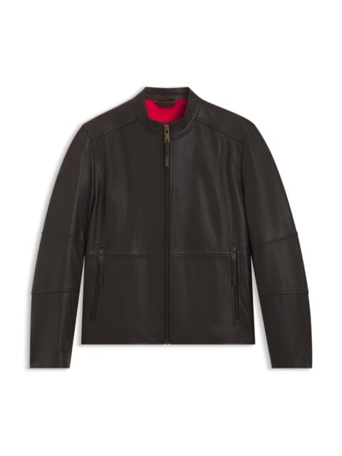 HUGO GRAINED-LEATHER JACKET IN A SLIM FIT