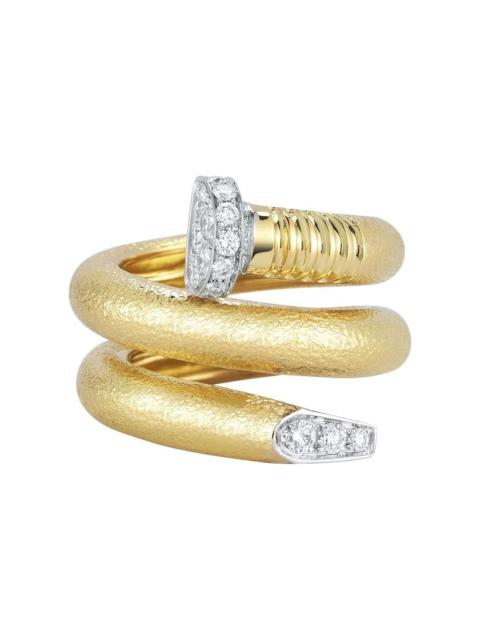 DAVID WEBB Diamond Hammered Nail Ring