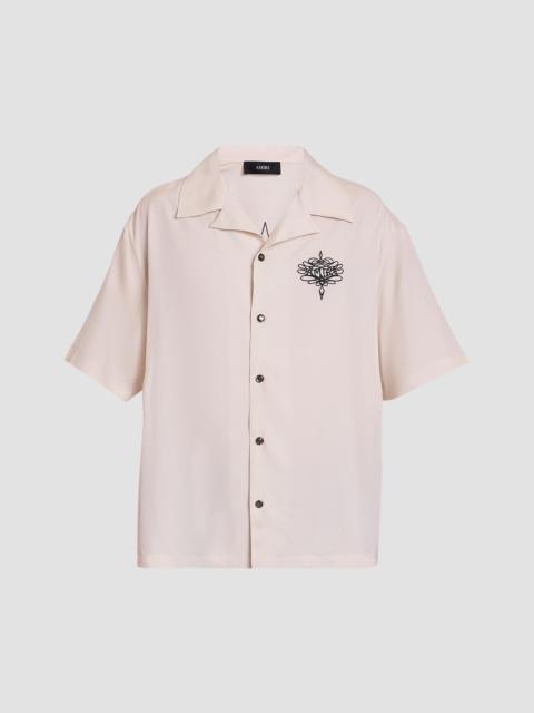 AMIRI Men's Lasso Logo-Embroidered Camp Shirt - Alabaster