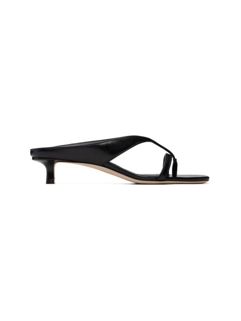JIMMY CHOO Elyn Flat Black Calf Leather Flat Sandals