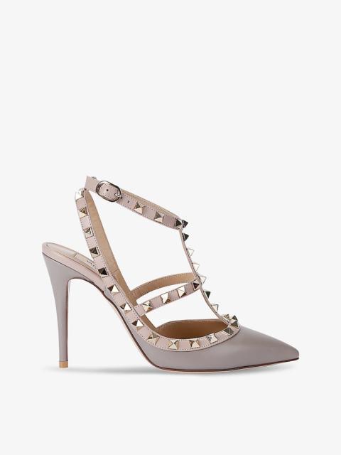 Rockstud 100 T-bar leather heeled courts