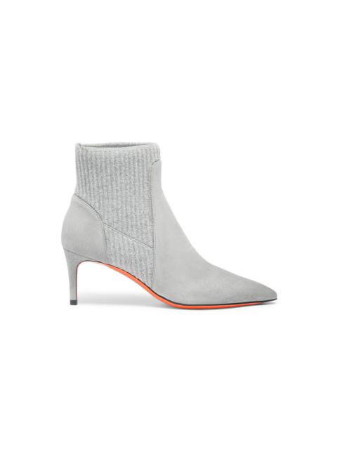 Santoni Women’s grey suede mid-heel sock-style ankle boot