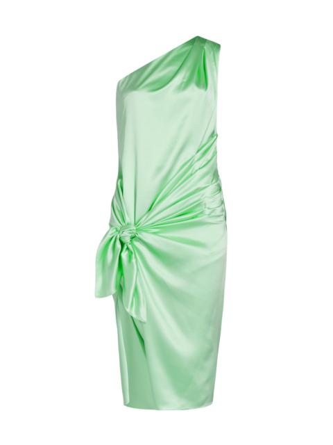 Alejandra Alonso Rojas Women's Knotted Charmeuse Knee-Length Dress - Aquamarine