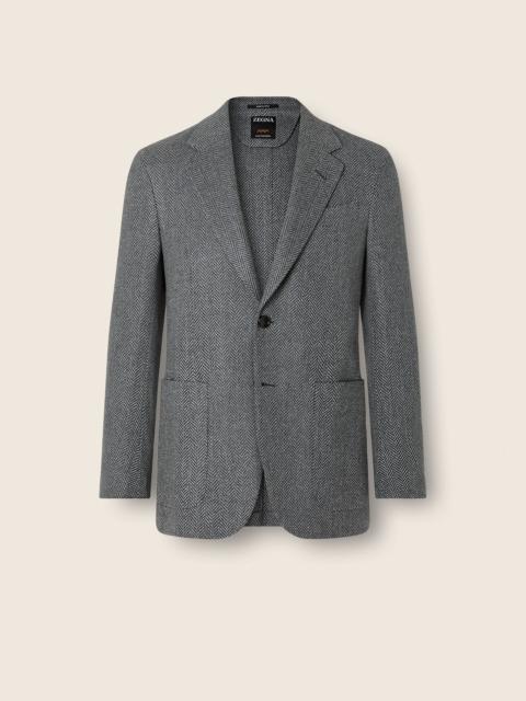 ZEGNA DARK GREY AND GREY OASI CASHMERE JACKET