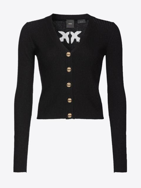 WOOL CARDIGAN WITH LOGO