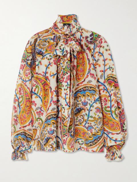 Etro Pussy-bow Paisley-print Cotton And Silk-blend Blouse