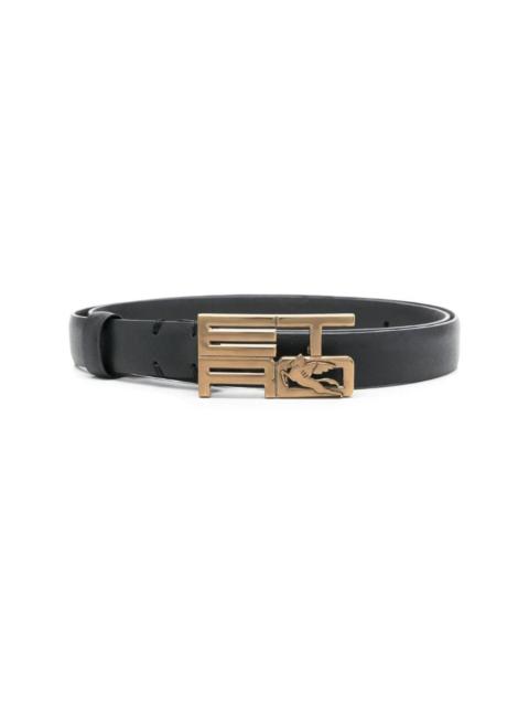 logo-buckle leather belt