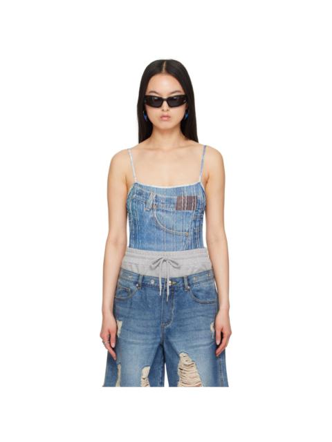 Andersson Bell Blue Trompe L'oeil Bodysuit