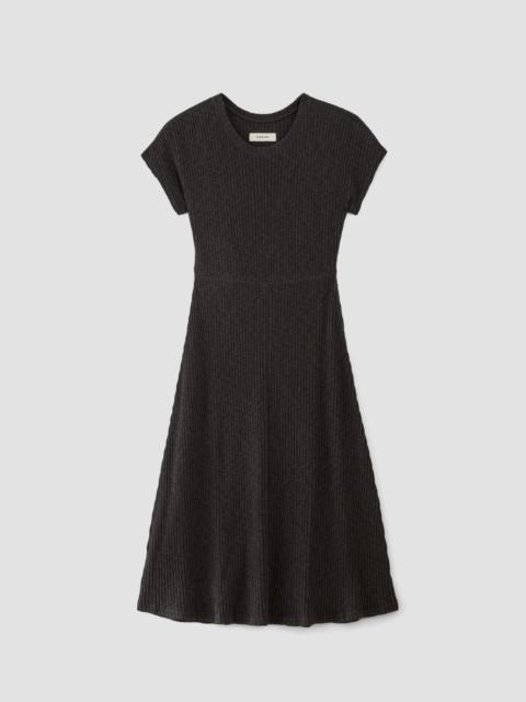 EVERLANE THE RIB-KNIT CAP-SLEEVE MIDI DRESS