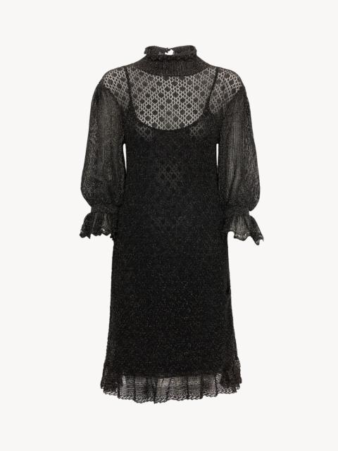 Chloé RUFFLED PUFF-SLEEVE MINI DRESS IN A LUREX KNIT