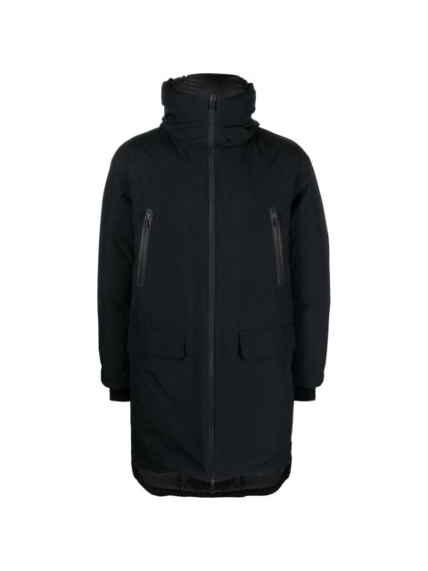 logo-print zip-up hooded down coat