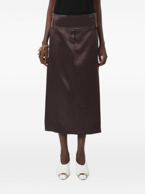 Max Mara straight-fit long satin skirt - chocolate