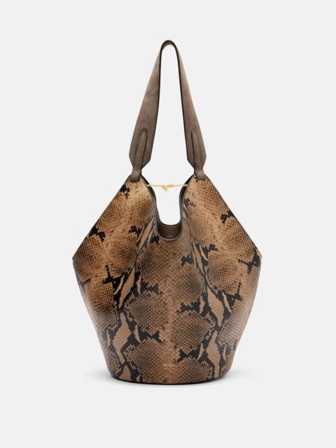 KHAITE Lotus Small snake-effect leather tote bag