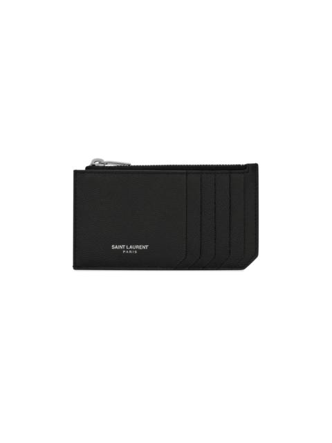 SAINT LAURENT Women's Fragments Zipped Card Case - Nero