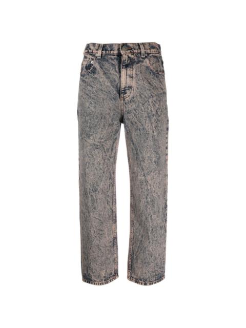 acid-wash cropped jeans