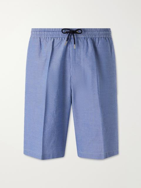 Paul Smith Straight-Leg Striped Cotton-Seersucker Drawstring Shorts