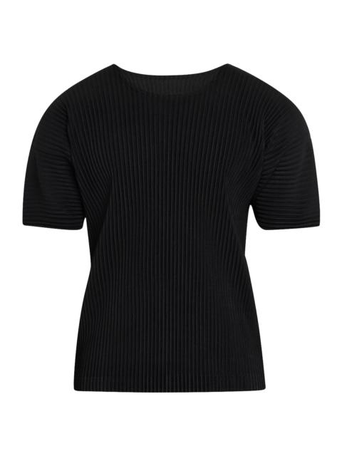 ISSEY MIYAKE Men Pleated Drop-Shoulder T-Shirt - Black