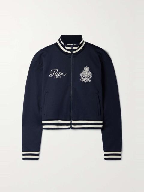 FRAME + Ritz Paris striped embroidered jersey track jacket