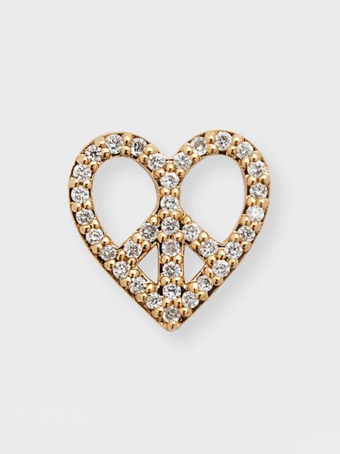 SYDNEY EVAN Heart-Shaped Diamond Peace Sign Single Earring