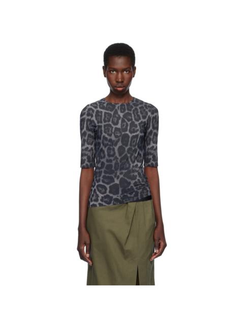 Stella McCartney Gray Leopard Print T-shirt