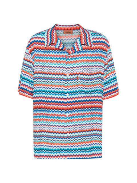 zigzag-print bowling shirt