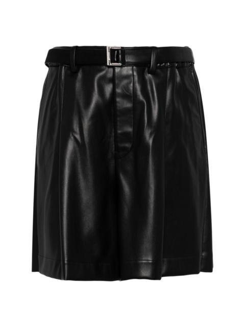 sacai belted pleated shorts