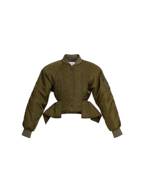 Balmain Peplum Nylon Bomber Jacket