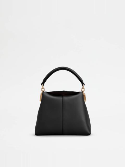 TOD'S T CASE TOTE MESSENGER BAG IN LEATHER MICRO - BLACK