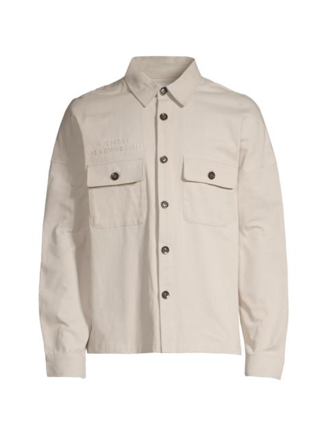 HONOR THE GIFT Men's Imprint Embroidered Shirt Jacket - Bone