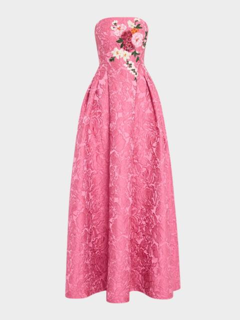 SACHIN & BABI Belle Embroidered Floral Jacquard Gown
