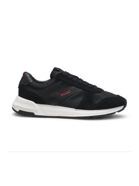 HUGO SUEDE-TRIM SNEAKERS WITH LOGO DETAILS