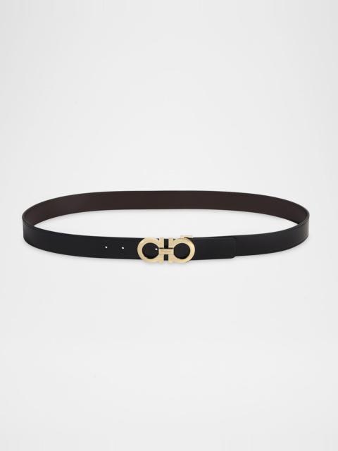 FERRAGAMO Men & apos;s Reversible Double-Gancini Leather Belt