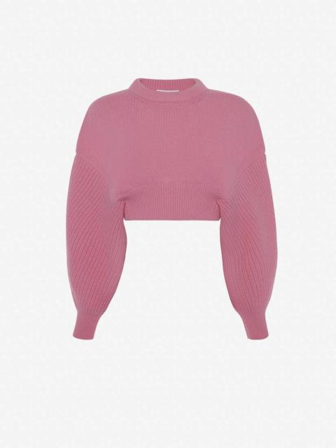 Alexander McQueen Women's Cropped Cocoon Sleeve Jumper in Sugar Pink