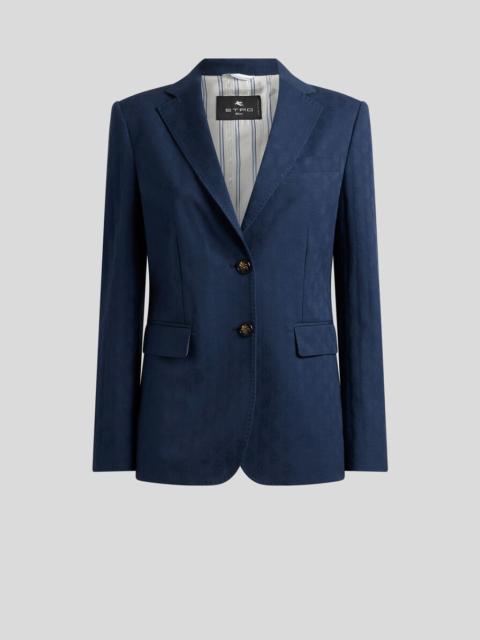 SINGLE-BREASTED STRETCH COTTON JACQUARD JACKET WITH MICRO PAISLEY MOTIF