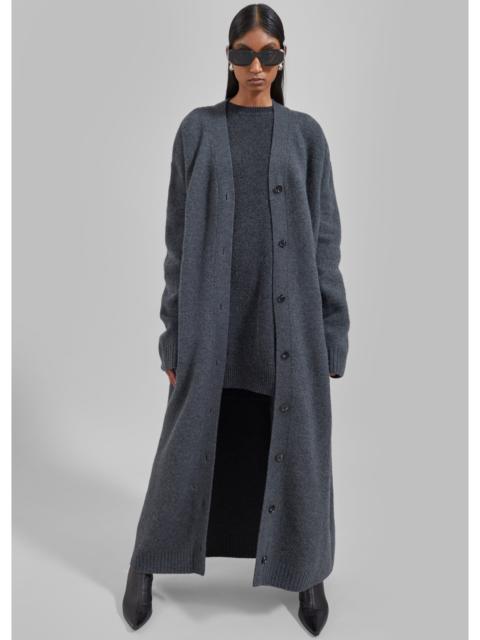 The Frankie Shop Emi Long Knit Cardigan - Dark Grey Melange